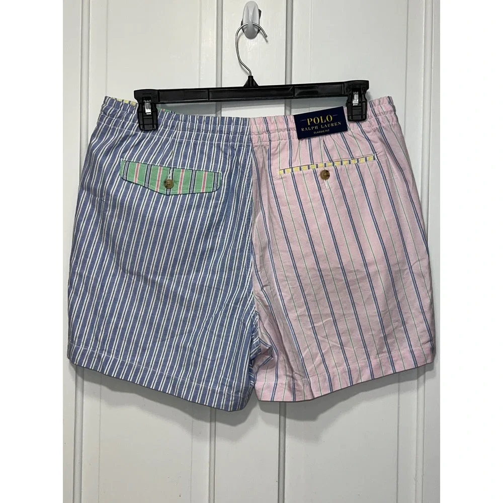 NWT Polo Ralph Lauren Large Classic Fit  Striped Patchwork Shorts Multi Color